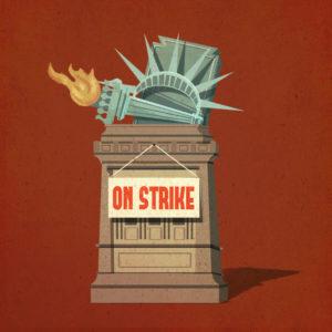 Jennifer Luxton, “Liberty on Strike” for YES! Magazine online, March 2017, digital illustration.