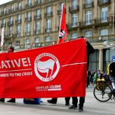 A red banner that reads "No Alternative! Fight Right Wing Answers to the Crisis"