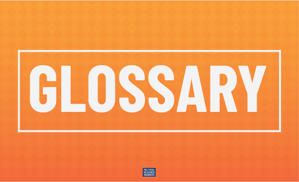 a patterned orange gradient image that says Glossary