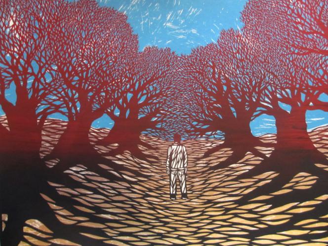 Erik Ruin, Wanderers (Trees), 2014, screen print, 25” x 19”. See more of Erik’s work at erikruin.com.