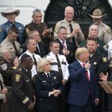 President Donald J. Trump gives a thumbs-up as he is presented with a plaque of recognition by “The Nation’s Sheriffs,” Thursday, Sept. 26, 2019, at the South Portico of the White House. (Official White House Photo by Joyce N. Boghosian)