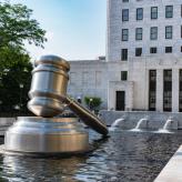 Gavel sculpture located in the courtyard of the Ohio Judicial Center in downtown Columbus, Ohio