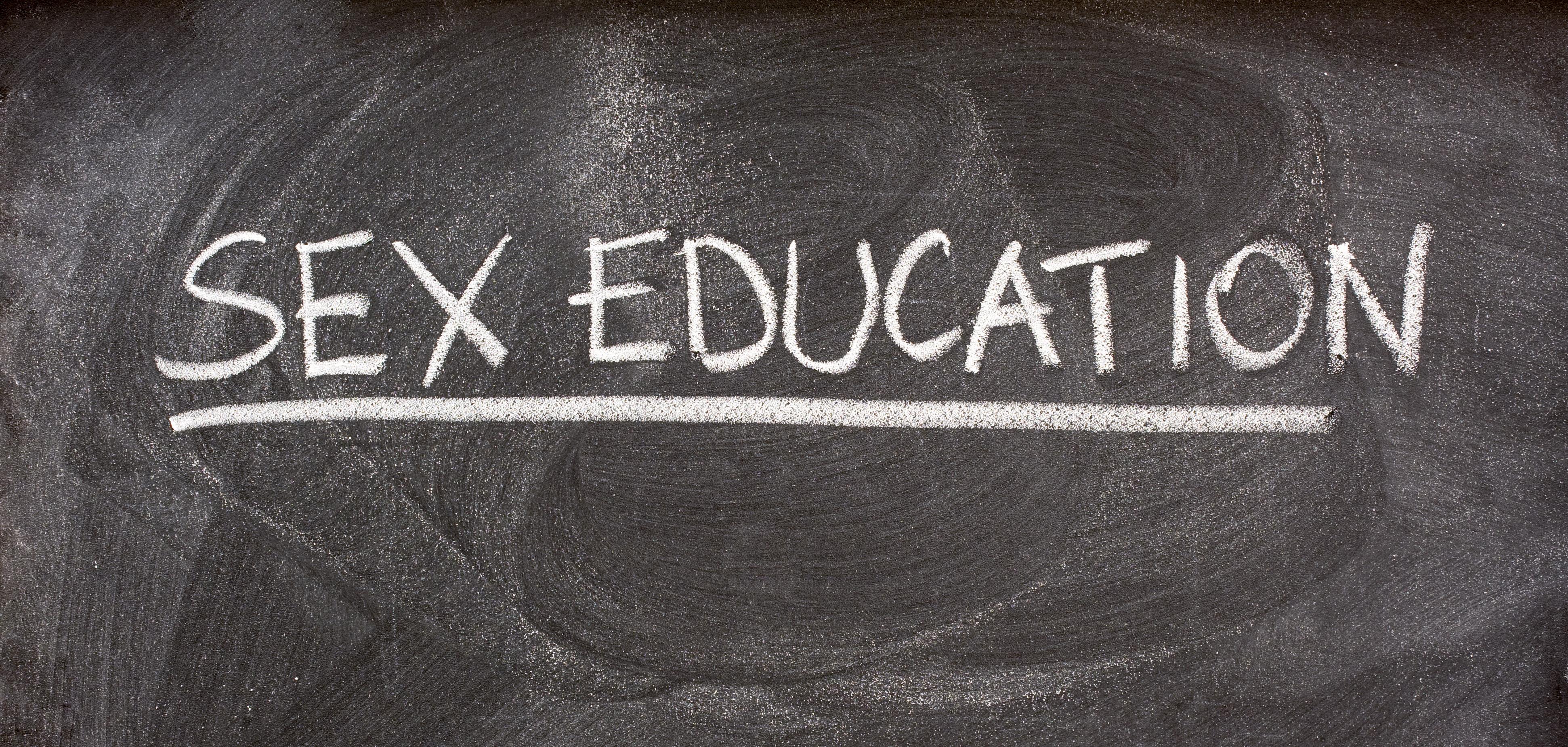 Chalkboard with text that reads "Sex Education"