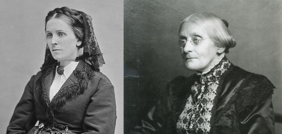 Two black and white pictures of women in black dresses.