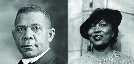 A Black man in a suit, and a Black woman in a dress and a hat